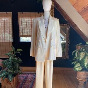 Womens Vintage Suit Yellow Blazer Pants